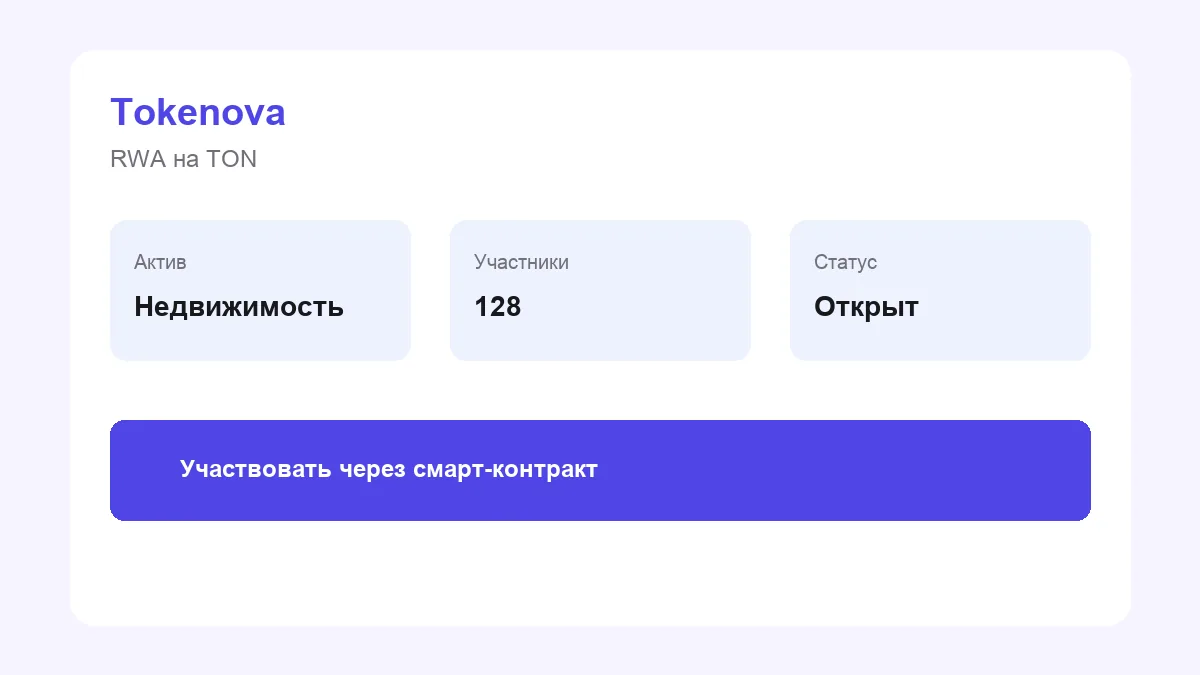 Интерфейс RWA-платформы Tokenova