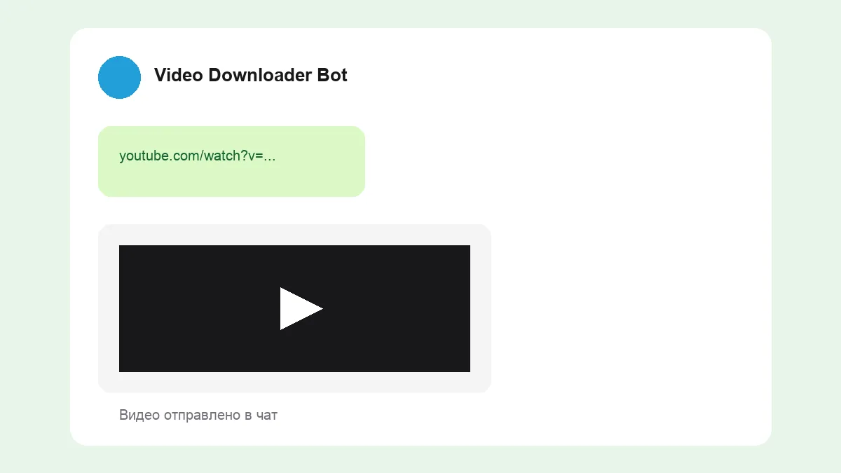 Telegram-бот Video Downloader отправляет загруженное видео в чат